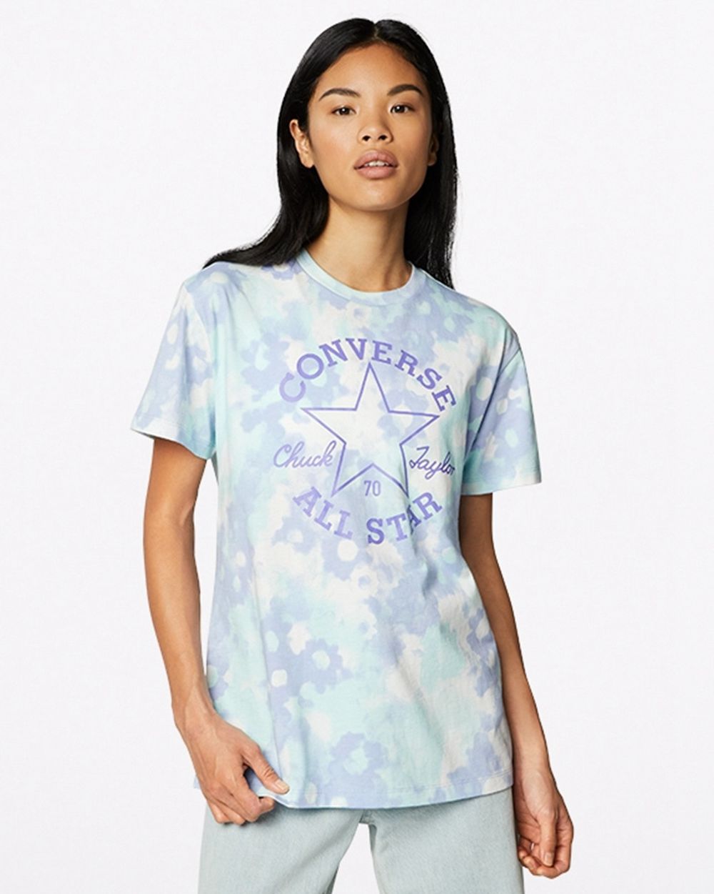 Converse All Over Relaxed Print T-skjorte Dame Turkis | 4902GCUWP