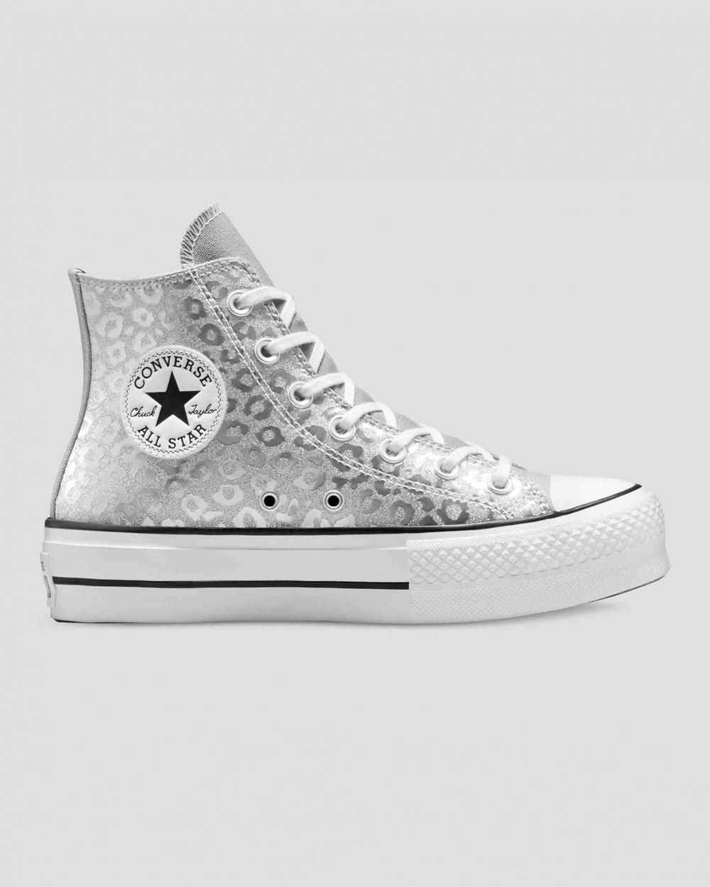 Converse Chuck Taylor All Star Lift Authentic Glam Høye Sko Dame Sølv | 2304KBEDY