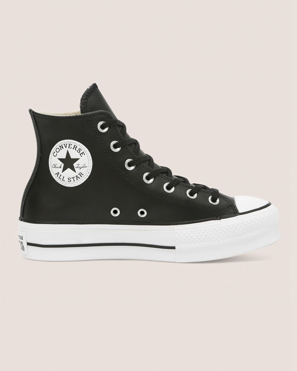 Converse Chuck Taylor All Star Lift Clean Lær Høye Sko Dame Svarte | 8952BGVXF