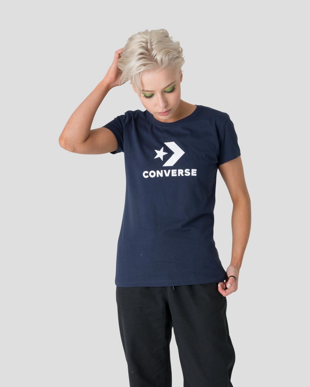 Converse Star Chevron Kort Sleeve T-skjorte Dame Marineblå | 6719NBFWY