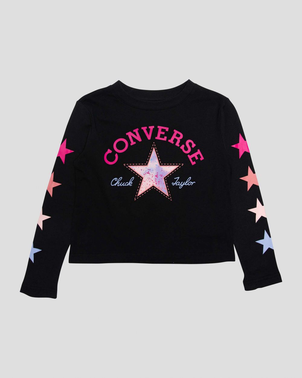 Converse Star Graphic Long Sleeve Junior T-skjorte Barn Svarte | 3740DLAHJ