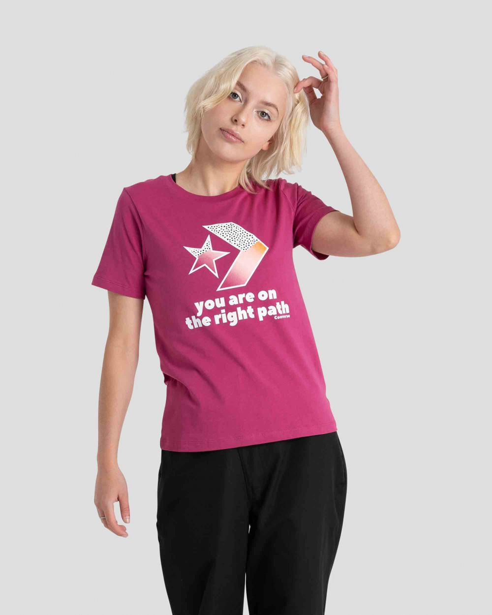 Converse Trailblazer Graphic Kort Sleeve T-skjorte Dame Rosa | 7316IGAEZ