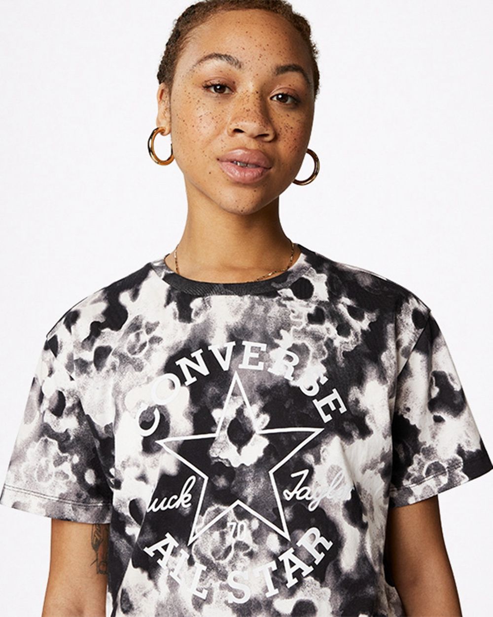 Converse All Over Relaxed Print T-skjorte Dame Svarte | 0231TGSBX