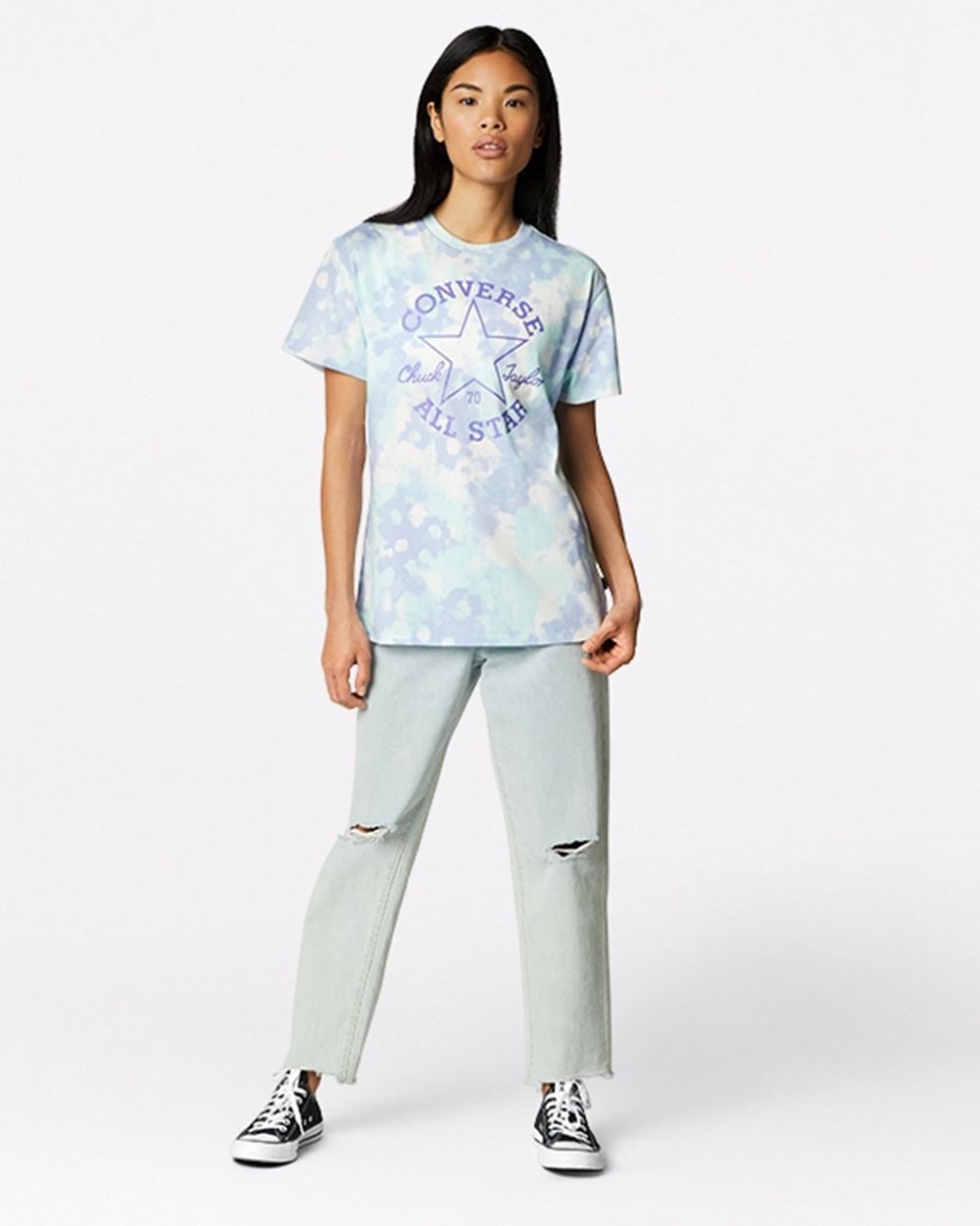 Converse All Over Relaxed Print T-skjorte Dame Turkis | 4902GCUWP