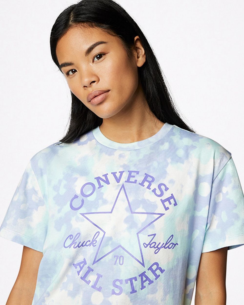 Converse All Over Relaxed Print T-skjorte Dame Turkis | 4902GCUWP