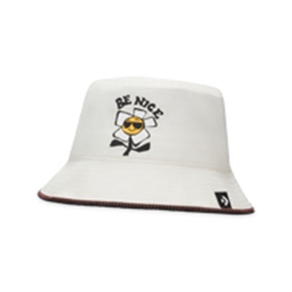 Converse Be Nice Graphic Bucket Hatt Dame Hvite | 6832WMUFG