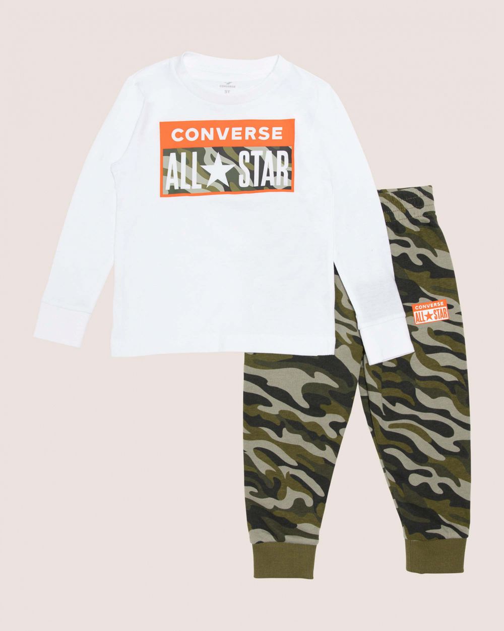 Converse Camo Long Sleeve Toddler T-skjorte Barn Hvite | 0782QXTVF