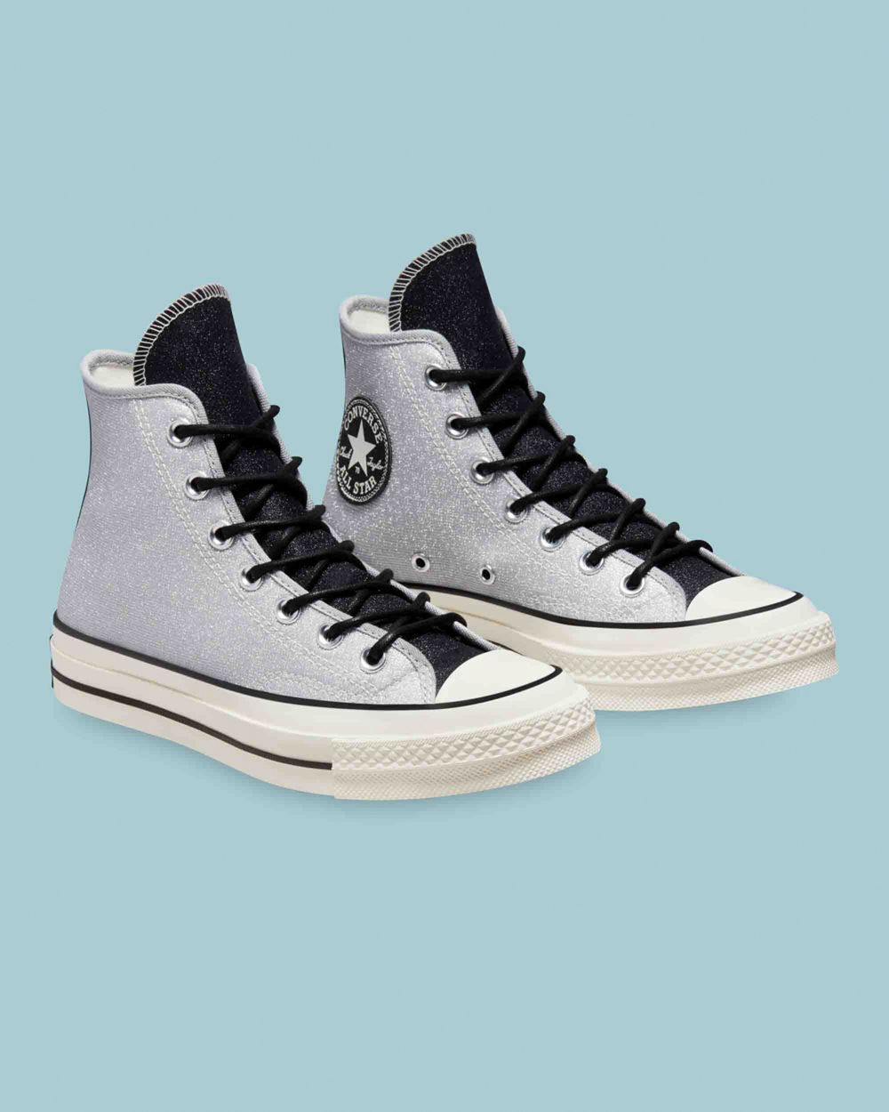 Converse Chuck 70 Authentic Glam Høye Sko Dame Sølv | 0396PILQD