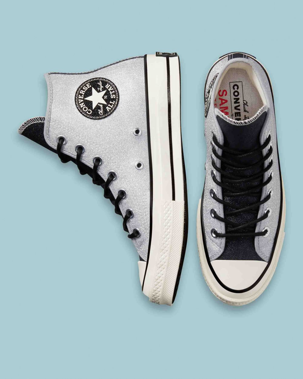 Converse Chuck 70 Authentic Glam Høye Sko Dame Sølv | 0396PILQD