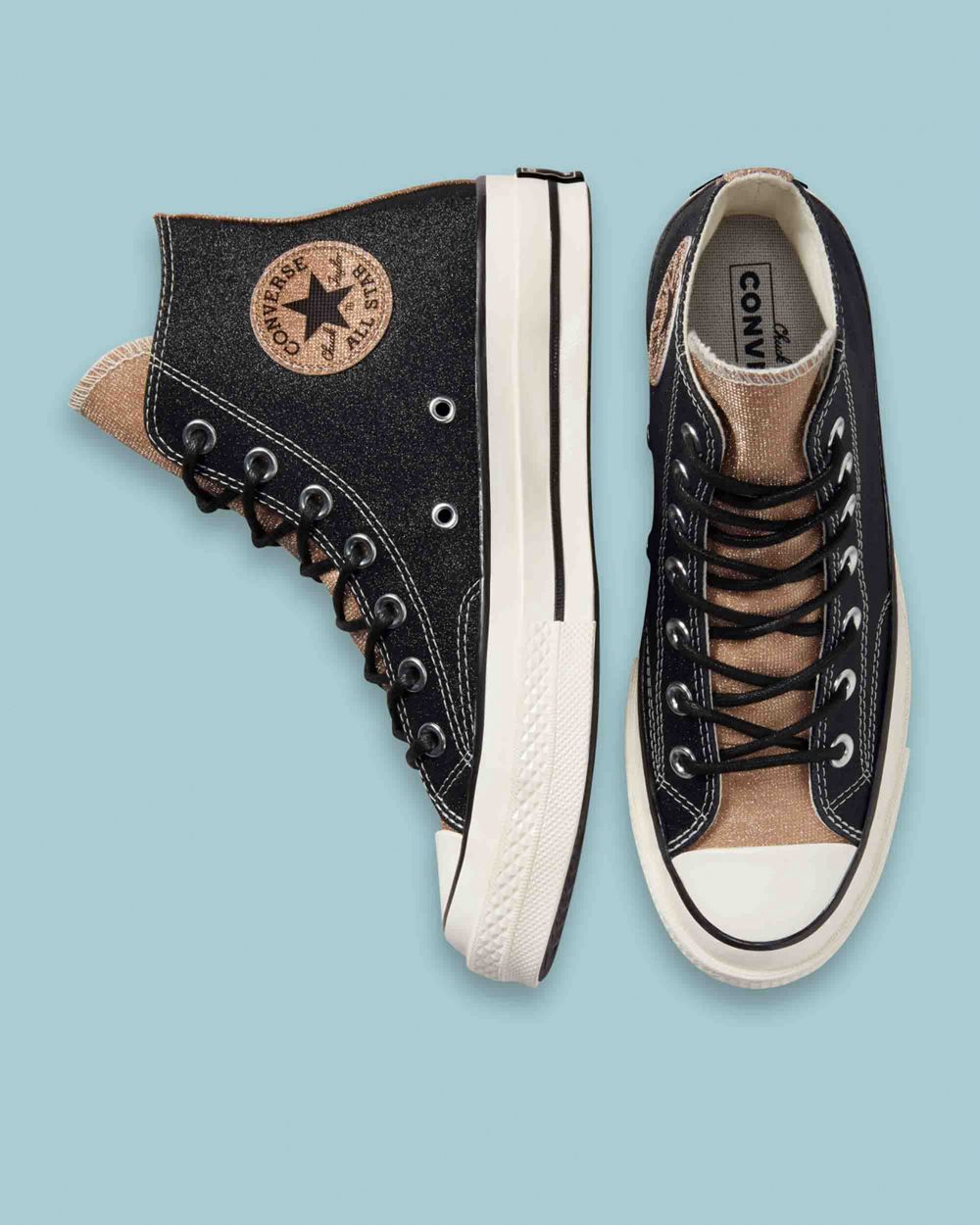 Converse Chuck 70 Authentic Glam Høye Sko Dame Svarte | 0637TXBQI