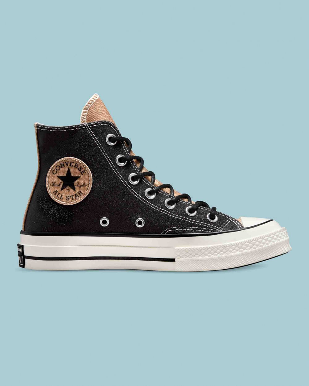 Converse Chuck 70 Authentic Glam Høye Sko Dame Svarte | 0637TXBQI