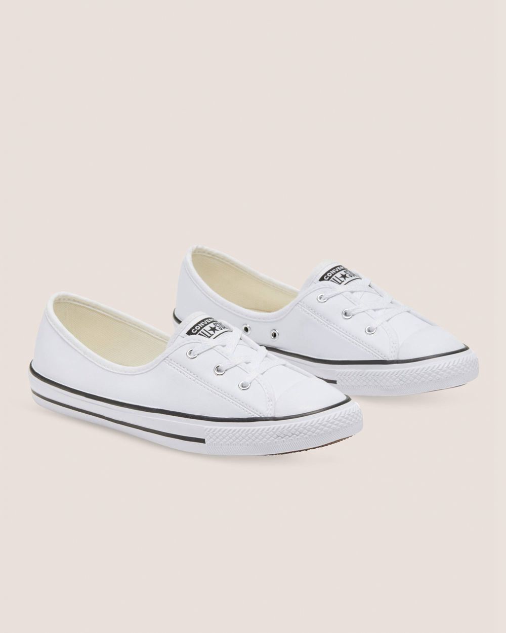 Converse Chuck Taylor All Star Ballet Blonder Faux Lær Slip On Sko Dame Hvite | 0158LVSHI