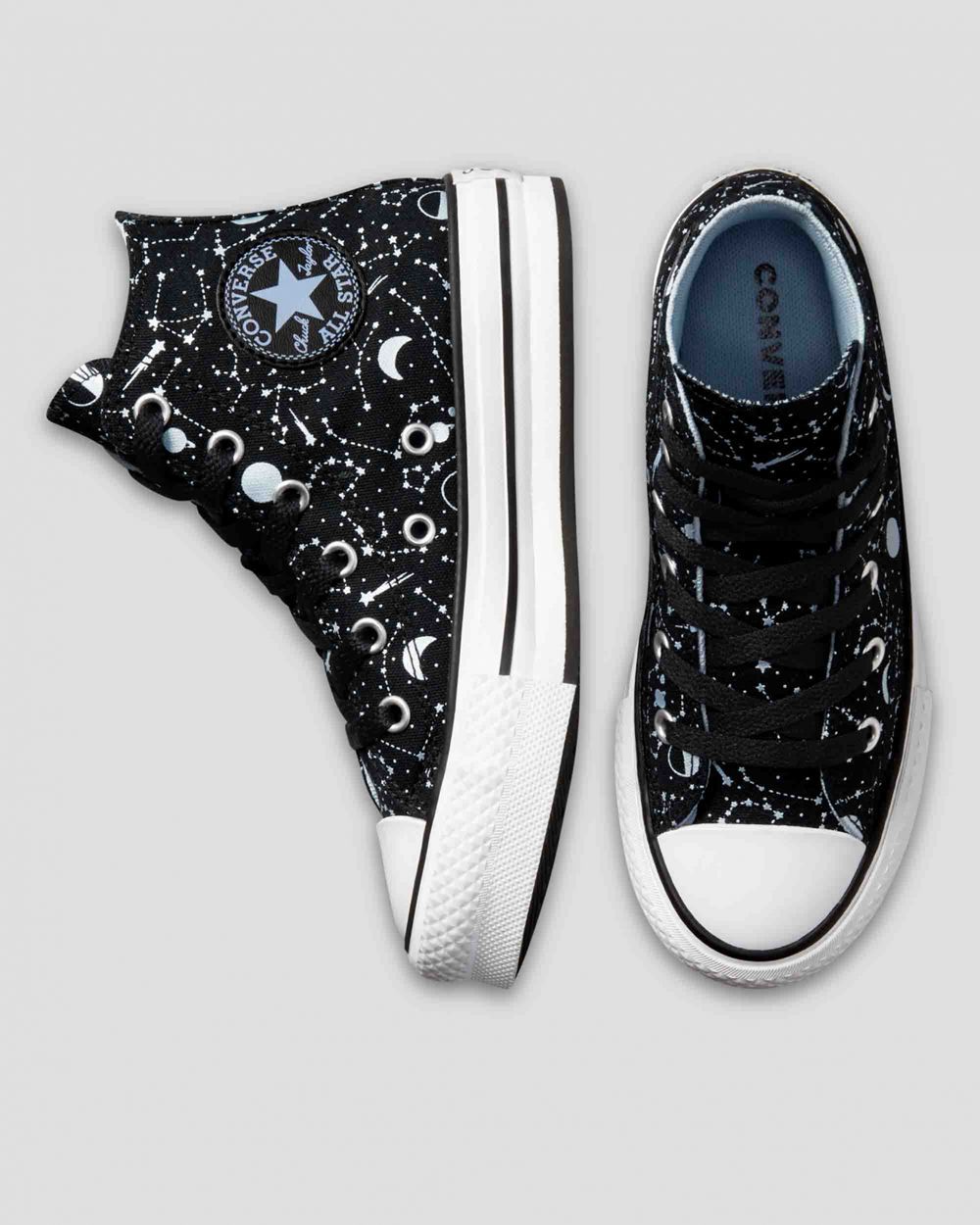 Converse Chuck Taylor All Star Constellations Junior Lift Høye Sko Barn Svarte | 1602GZCQA