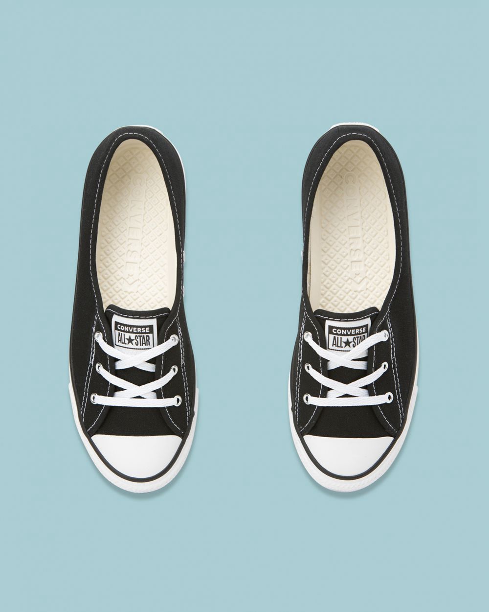 Converse Chuck Taylor All Star Dainty Ballet Blonder Lave Sko Dame Svarte | 0752IEFHU