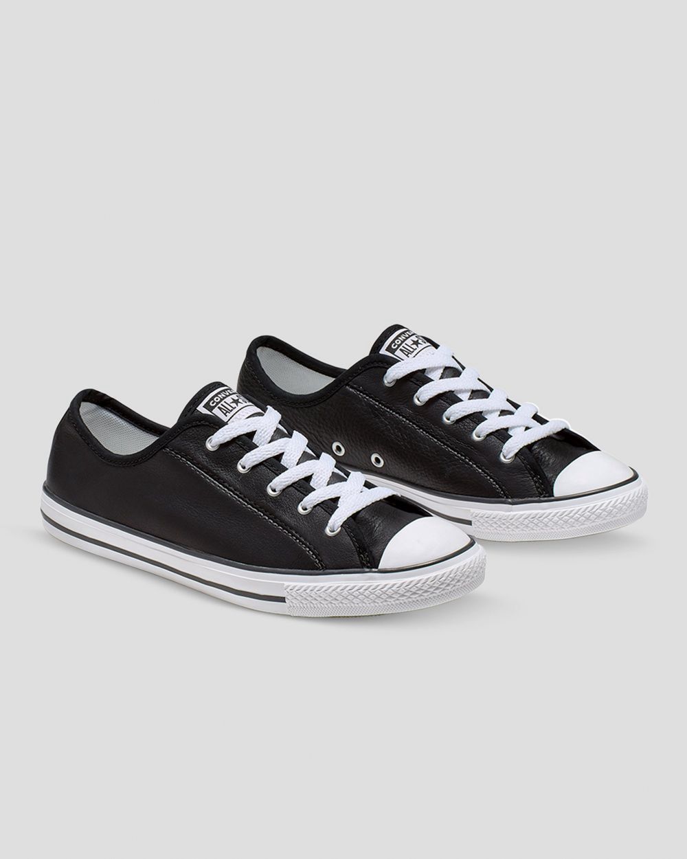 Converse Chuck Taylor All Star Dainty Lær Lave Sko Dame Svarte | 3417JARLU