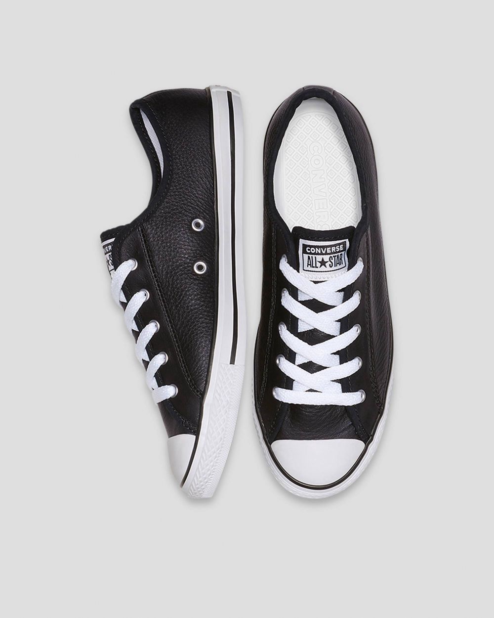 Converse Chuck Taylor All Star Dainty Lær Lave Sko Dame Svarte | 3417JARLU