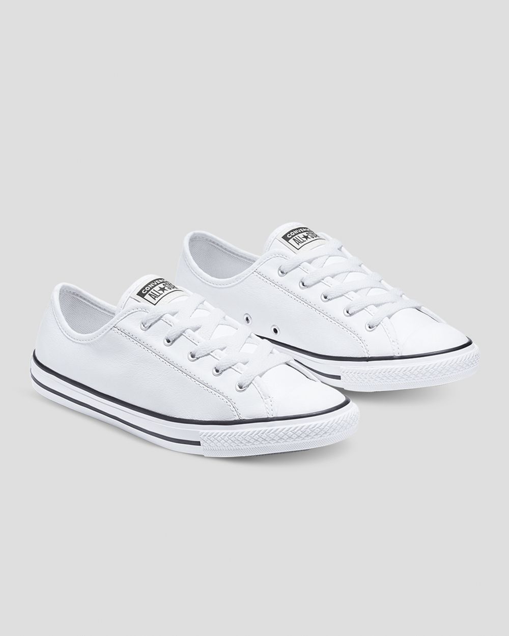 Converse Chuck Taylor All Star Dainty Lær Lave Sko Dame Hvite | 8925AEJCT