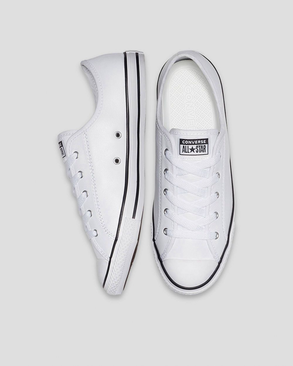 Converse Chuck Taylor All Star Dainty Lær Lave Sko Dame Hvite | 8925AEJCT