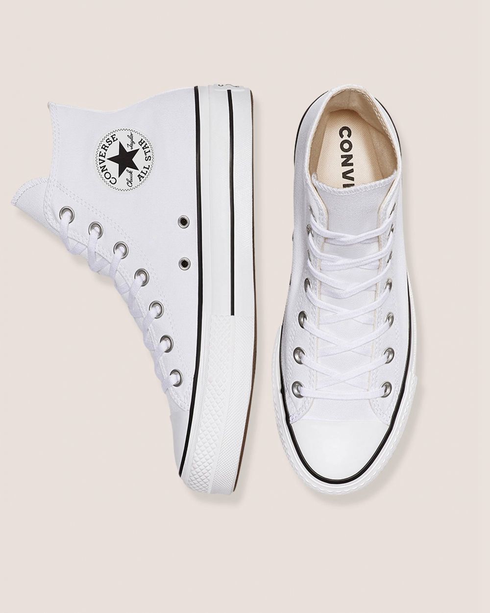 Converse Chuck Taylor All Star Lift Canvas Høye Sko Dame Hvite | 9876OTIVS