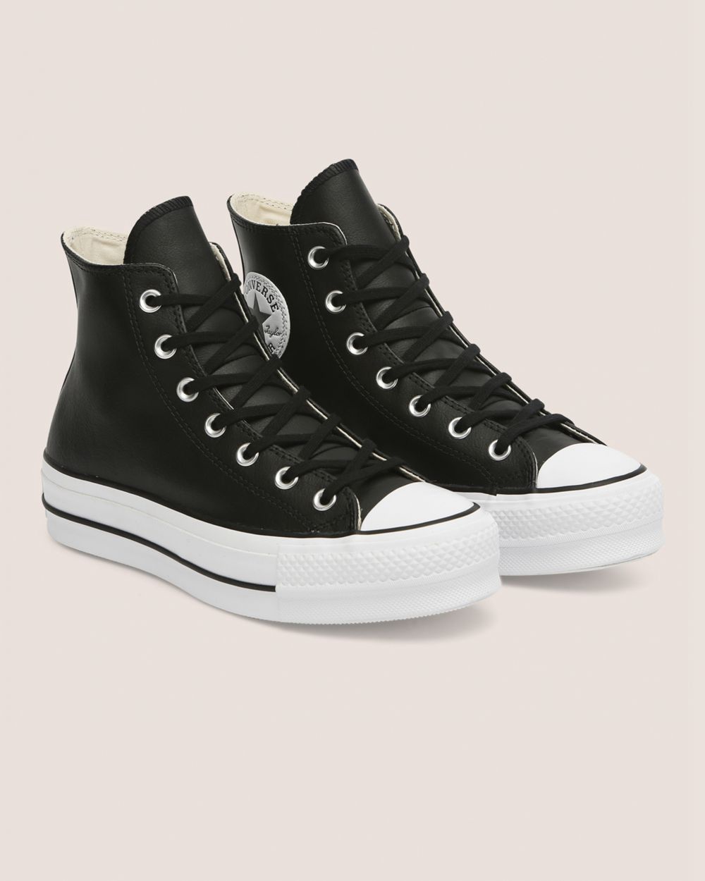 Converse Chuck Taylor All Star Lift Clean Lær Høye Sko Dame Svarte | 8952BGVXF