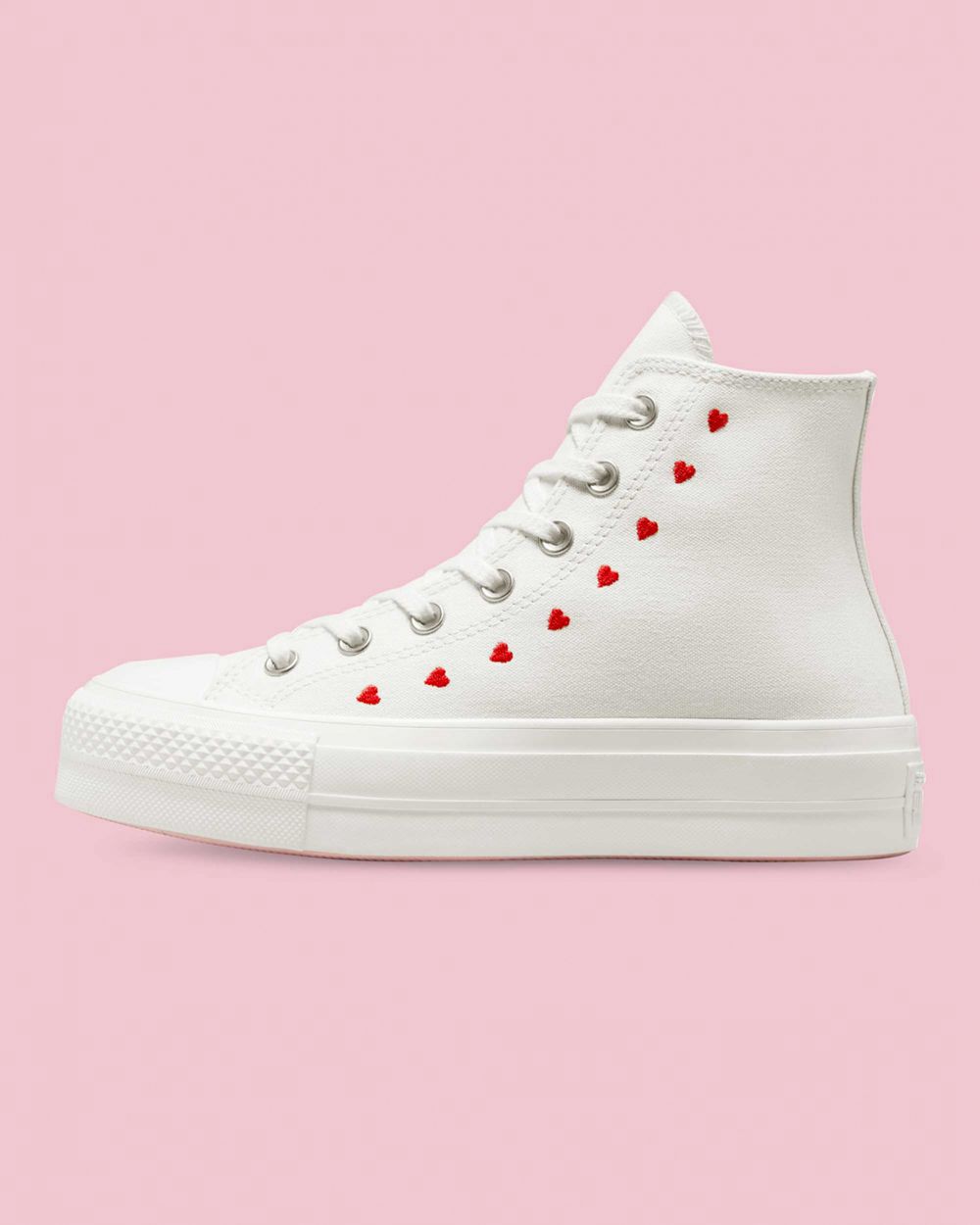 Converse Chuck Taylor All Star Lift Crafted With Love Høye Sko Dame Hvite | 1285LZMIP