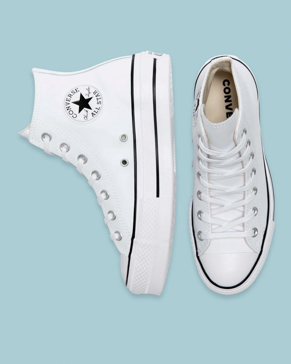 Converse Chuck Taylor All Star Seasonal Lær Lift Høye Sko Dame Hvite | 0894BWXEU