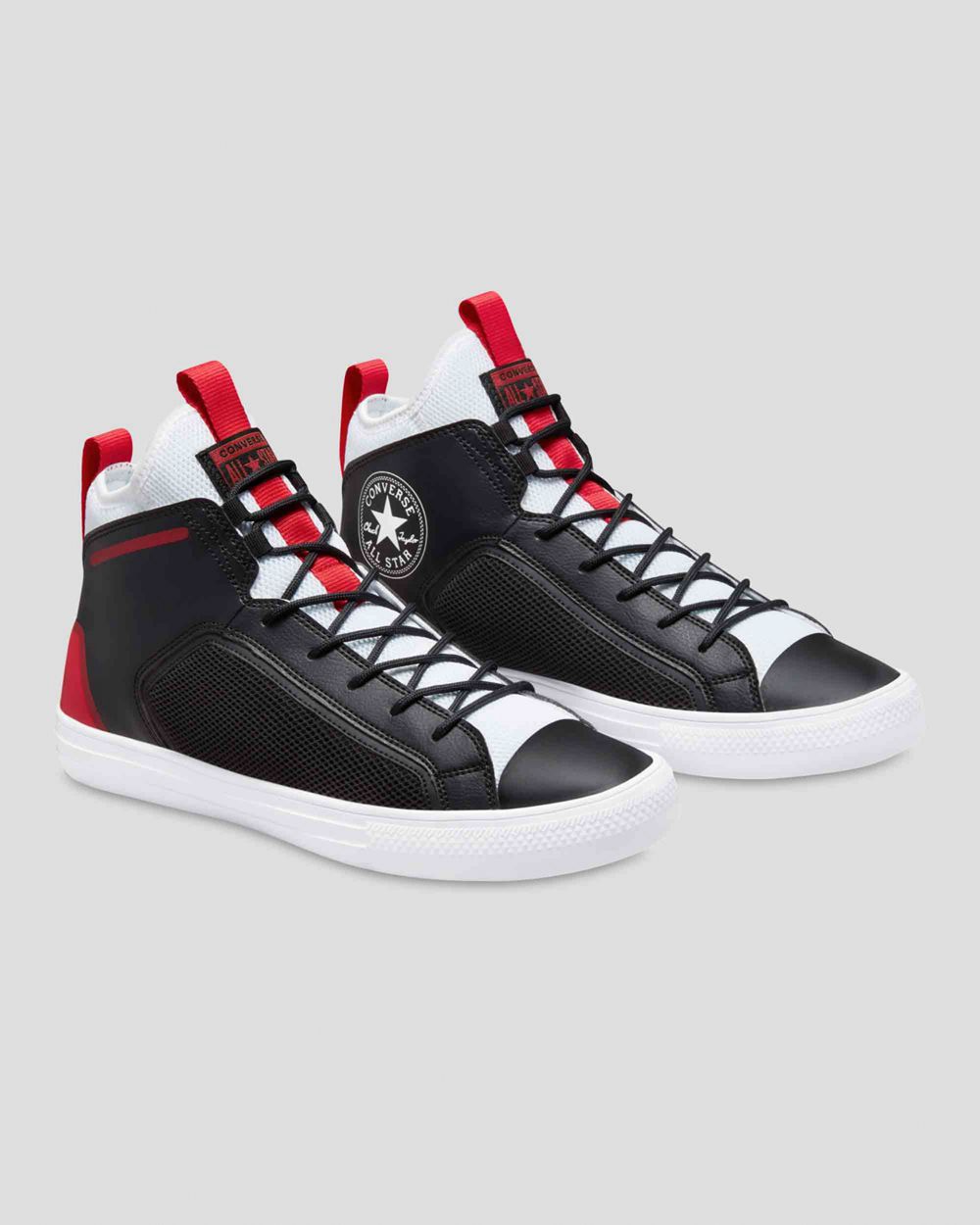 Converse Chuck Taylor All Star Ultra Lær & Mesh Midtsko Dame Svarte Rød | 6518POFGX