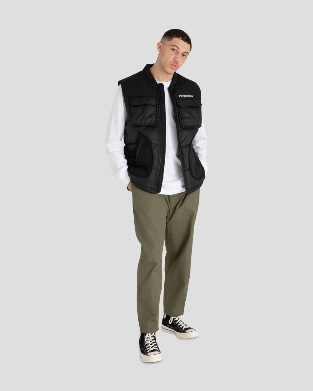 Converse Down Vest Herre Svarte | 0873SKQCZ