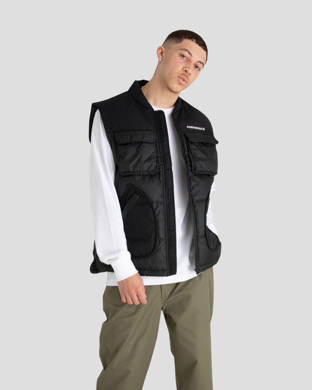 Converse Down Vest Herre Svarte | 0873SKQCZ