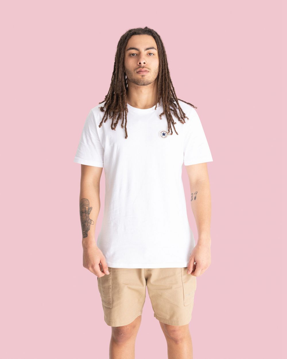 Converse Essential Kort Sleeve T-skjorte Herre Hvite | 2703ETUIW