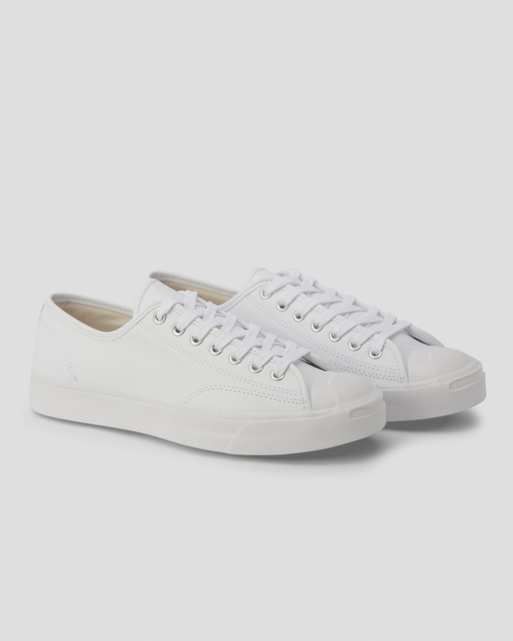 Converse Jack Purcell Foundational Lær Lave Sko Dame Hvite | 5861GPKYM