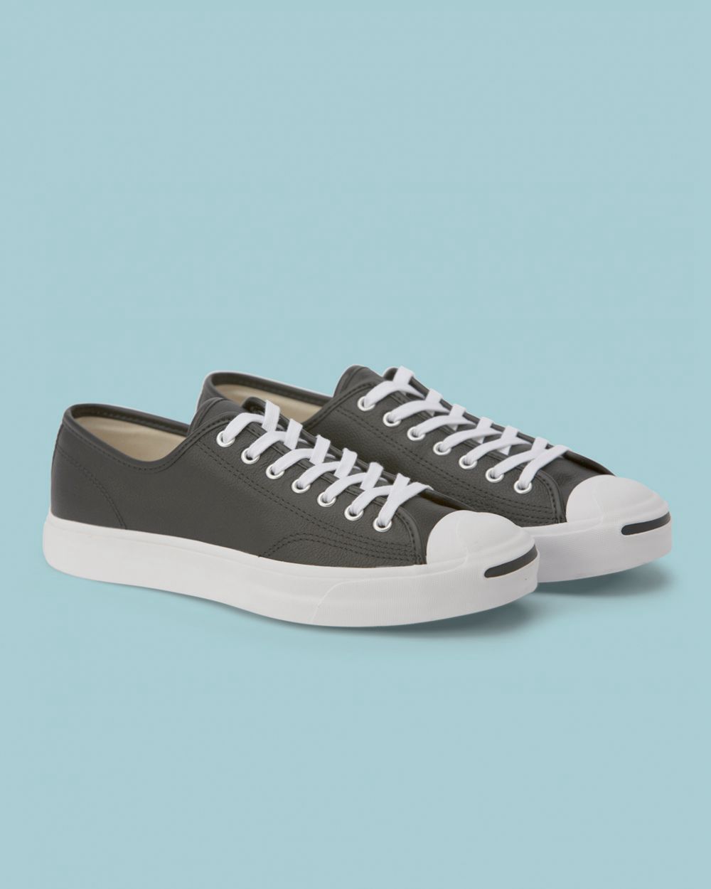 Converse Jack Purcell Foundational Lær Lave Sko Herre Svarte | 7162CFYNO