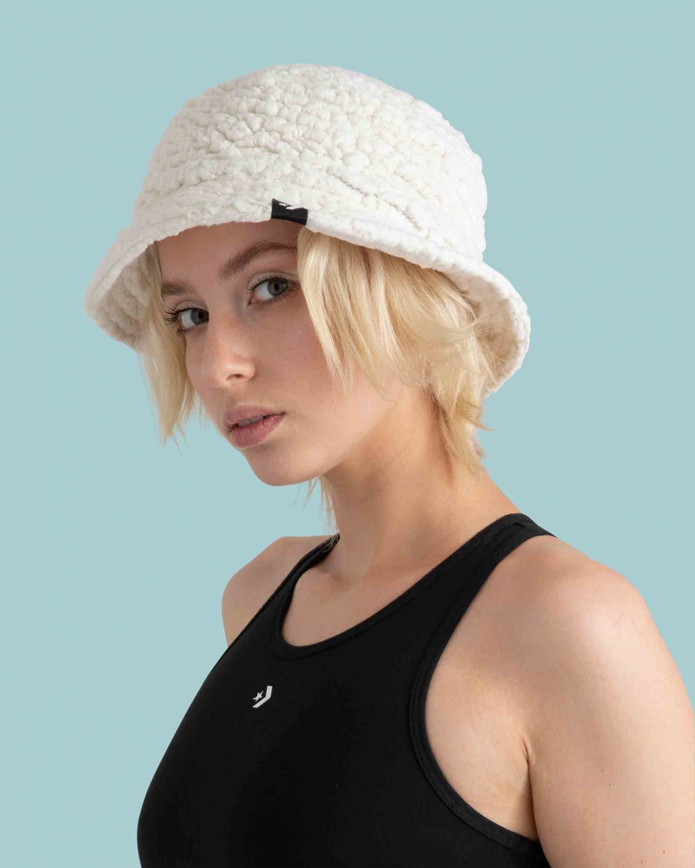 Converse Sherpa Bucket Hatt Dame Hvite | 4092LZBDW