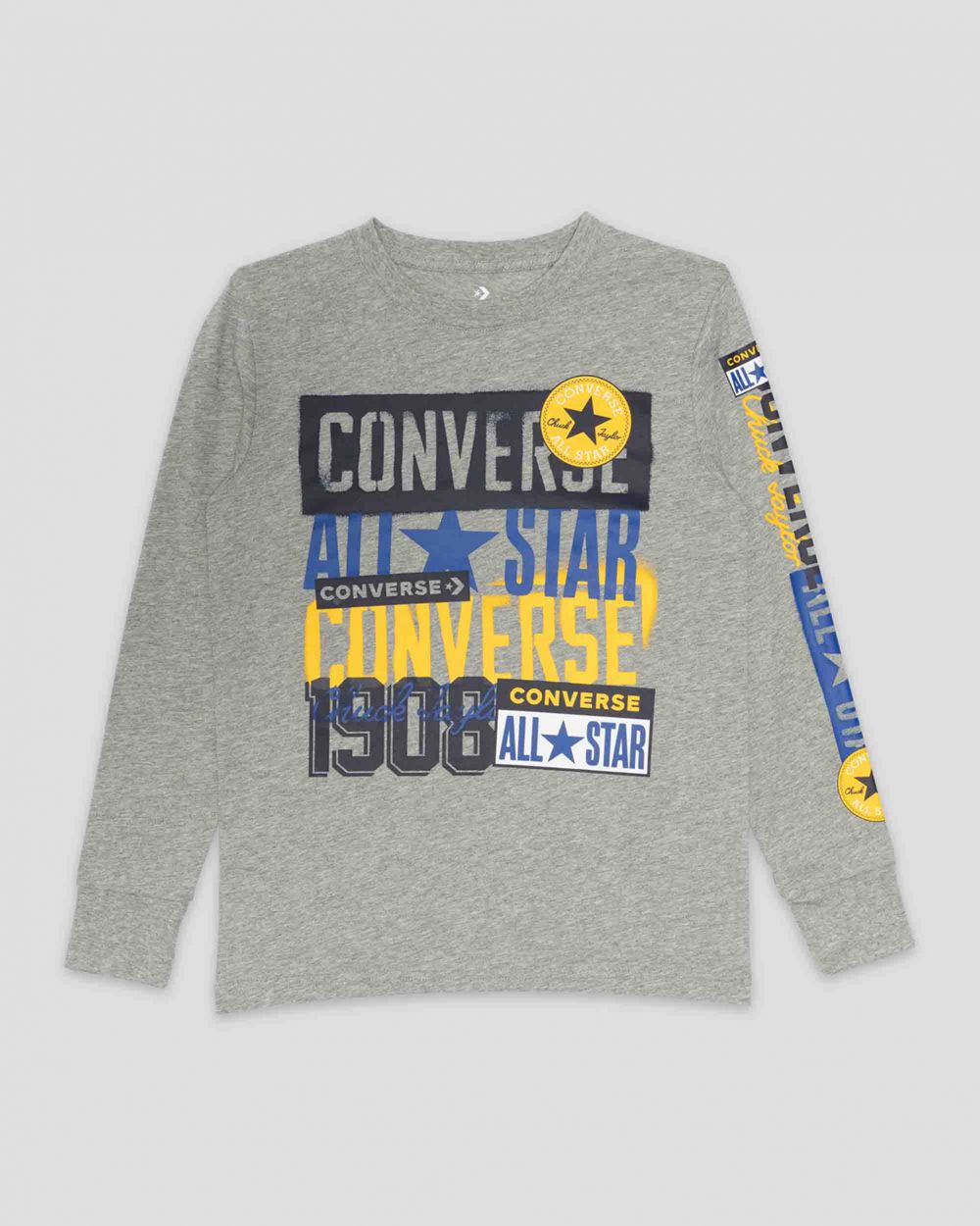 Converse Stamped Logo Long Sleeve Youth T-skjorte Barn Grå | 9426HBPVG