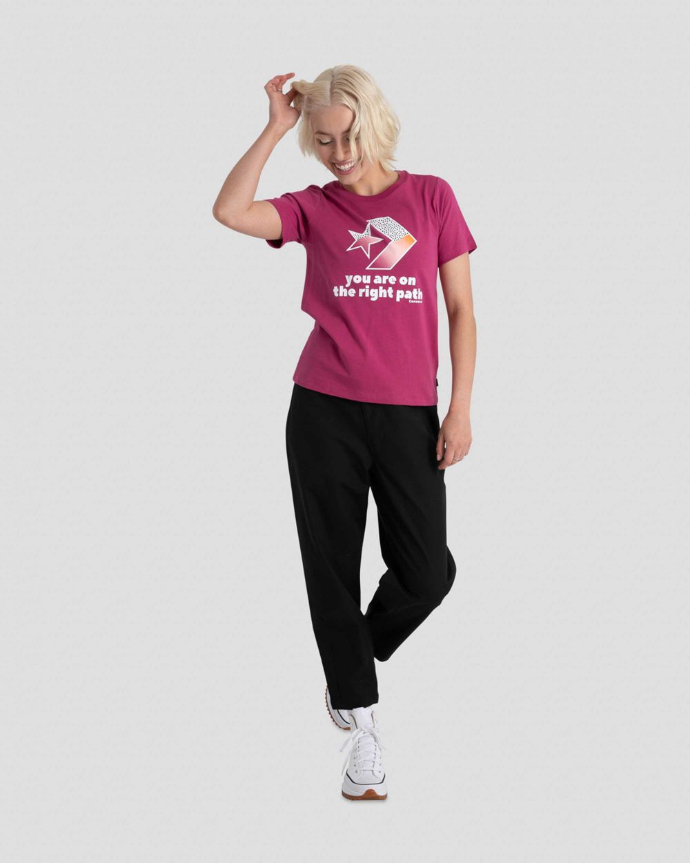 Converse Trailblazer Graphic Kort Sleeve T-skjorte Dame Rosa | 7316IGAEZ