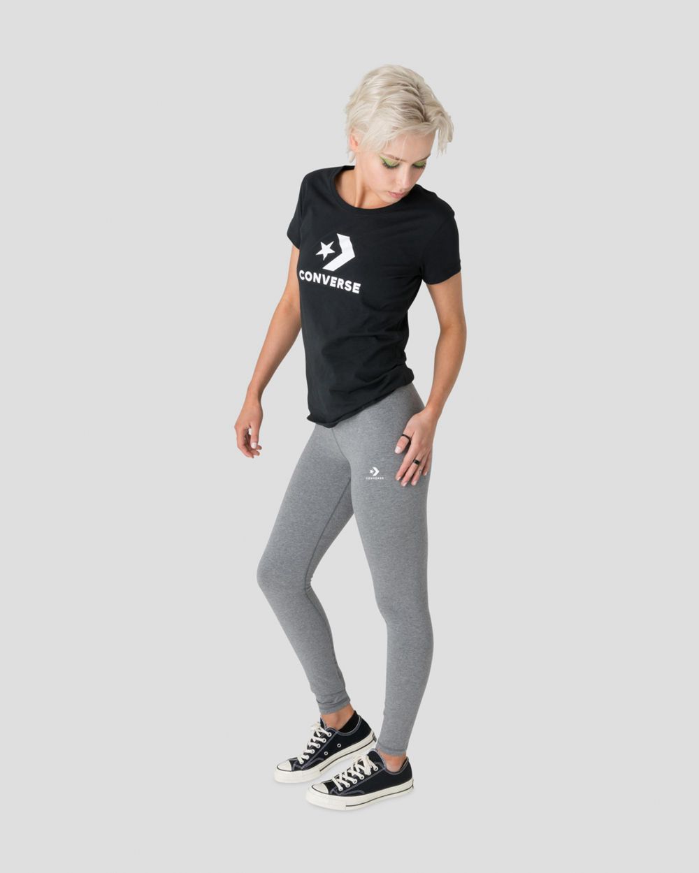 Converse Wordmark Leggings Dame Grå | 5926FMSKU